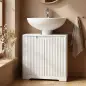 Mueble Bajo Lavabo con Puertas de Cierre Suave y Diseño Acanalado 2 Estantes para Lavabo con o sin Pedestal Blanco Mueble Bajo Lavabo con Puertas de Cierre Suave y Diseño Acanalado 2 Estantes para Lavabo con o sin Pedestal Blanco