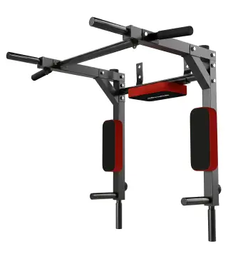 Barra de Dominadas de Pared 2 en 1 Estación Multifuncional para Gimnasio en Casa Carga 200 kg Rojo