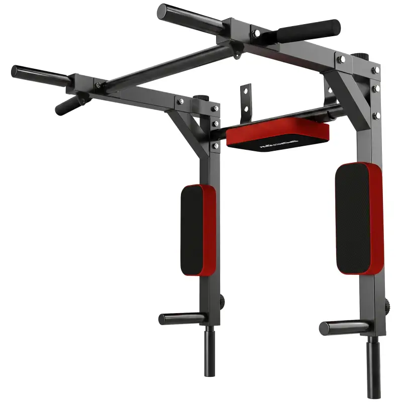 Barra de Dominadas de Pared 2 en 1 Estación Multifuncional para Gimnasio en Casa Carga 200 kg Rojo Barra de Dominadas de Pared 2 en 1 Estación Multifuncional para Gimnasio en Casa Carga 200 kg Rojo