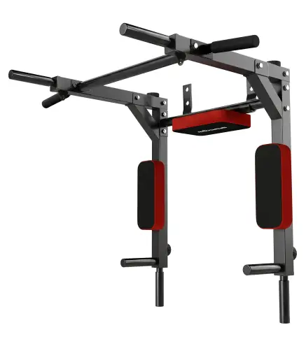 Barra de Dominadas de Pared 2 en 1 Estación Multifuncional para Gimnasio en Casa Carga 200 kg Rojo