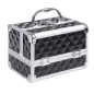 Maletín de Maquillaje Con Espejo Cerradura Varios Compartimientos 20x15x15cm Aluminio Negro Maletín de Maquillaje Con Espejo Cerradura Varios Compartimientos 20x15x15cm Aluminio Negro