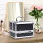 Maletín de Maquillaje Con Espejo Cerradura Varios Compartimientos 20x15x15cm Aluminio Negro Maletín de Maquillaje Con Espejo Cerradura Varios Compartimientos 20x15x15cm Aluminio Negro