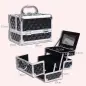 Maletín de Maquillaje Con Espejo Cerradura Varios Compartimientos 20x15x15cm Aluminio Negro Maletín de Maquillaje Con Espejo Cerradura Varios Compartimientos 20x15x15cm Aluminio Negro