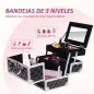 Maletín de Maquillaje Con Espejo Cerradura Varios Compartimientos 20x15x15cm Aluminio Negro Maletín de Maquillaje Con Espejo Cerradura Varios Compartimientos 20x15x15cm Aluminio Negro