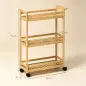 Carrito de Cocina Estrecho de 3 Niveles con Ruedas Asa para Salón Baño Espacios Pequeños 55x20x75 cm Natural