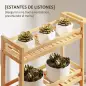 Carrito de Cocina Estrecho de 3 Niveles con Ruedas Asa para Salón Baño Espacios Pequeños 55x20x75 cm Natural