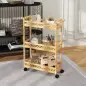 Carrito de Cocina Estrecho de 3 Niveles con Ruedas Asa para Salón Baño Espacios Pequeños 55x20x75 cm Natural