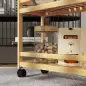 Carrito de Cocina Estrecho de 3 Niveles con Ruedas Asa para Salón Baño Espacios Pequeños 55x20x75 cm Natural