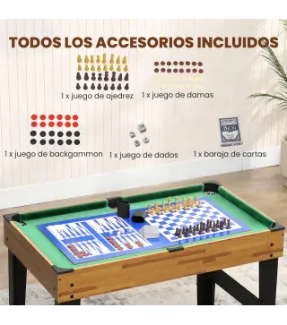 Mesa Multijuegos 13 en 1 con Futbolines para Niños Billar Ping-pong Hockey Ajedrez Damas Backgammon y Accesorios