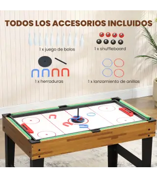 Mesa Multijuegos 13 en 1 con Futbolines para Niños Billar Ping-pong Hockey Ajedrez Damas Backgammon y Accesorios