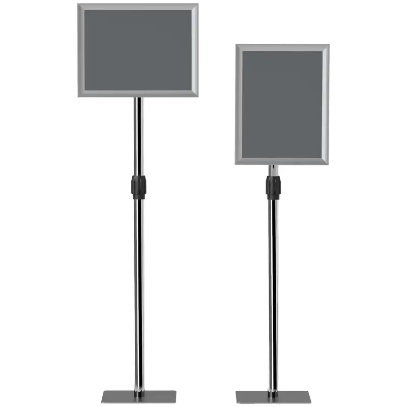 Soporte para Carteles A3 Altura Ajustable Giratorio 360° Marco de Aluminio y Acero Inoxidable Plata
