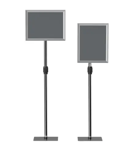 Soporte para Carteles A3 Altura Ajustable Giratorio 360° Marco de Aluminio y Acero Inoxidable Plata