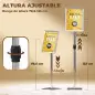 Soporte para Carteles A3 Altura Ajustable Giratorio 360° Marco de Aluminio y Acero Inoxidable Plata
