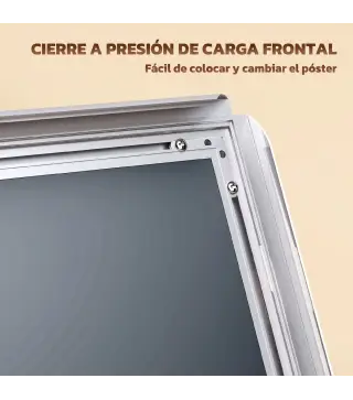 Soporte para Carteles A3 Altura Ajustable Giratorio 360° Marco de Aluminio y Acero Inoxidable Plata