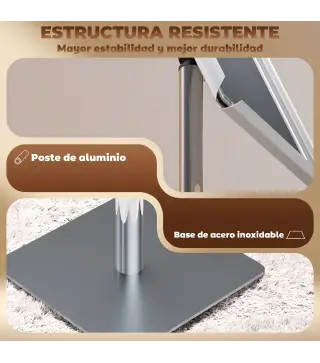 Soporte para Carteles A3 Altura Ajustable Giratorio 360° Marco de Aluminio y Acero Inoxidable Plata