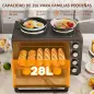 Horno Eléctrico de Sobremesa 28L 2600W con Placas Calentadoras Temperatura Ajustable Temporizador Bandeja Negro Horno Eléctrico de Sobremesa 28L 2600W con Placas Calentadoras Temperatura Ajustable Temporizador Bandeja Negro