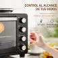 Horno Eléctrico de Sobremesa 28L 2600W con Placas Calentadoras Temperatura Ajustable Temporizador Bandeja Negro Horno Eléctrico de Sobremesa 28L 2600W con Placas Calentadoras Temperatura Ajustable Temporizador Bandeja Negro