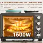 Horno Eléctrico de Sobremesa 28L 2600W con Placas Calentadoras Temperatura Ajustable Temporizador Bandeja Negro Horno Eléctrico de Sobremesa 28L 2600W con Placas Calentadoras Temperatura Ajustable Temporizador Bandeja Negro
