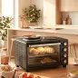 Horno Eléctrico de Sobremesa 28L 2600W con Placas Calentadoras Temperatura Ajustable Temporizador Bandeja Negro Horno Eléctrico de Sobremesa 28L 2600W con Placas Calentadoras Temperatura Ajustable Temporizador Bandeja Negro