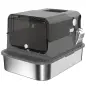 Arenero para Gatos de Acero Inoxidable XXL con Tapa Abatible Laterales Altos Entrada Superior Pala Negro Arenero para Gatos de Acero Inoxidable XXL con Tapa Abatible Laterales Altos Entrada Superior Pala Negro