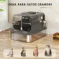 Arenero para Gatos de Acero Inoxidable XXL con Tapa Abatible Laterales Altos Entrada Superior Pala Negro Arenero para Gatos de Acero Inoxidable XXL con Tapa Abatible Laterales Altos Entrada Superior Pala Negro