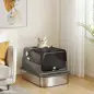 Arenero para Gatos de Acero Inoxidable XXL con Tapa Abatible Laterales Altos Entrada Superior Pala Negro Arenero para Gatos de Acero Inoxidable XXL con Tapa Abatible Laterales Altos Entrada Superior Pala Negro