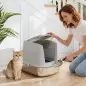 Arenero para Gatos de Acero Inoxidable L con Tapa Abatible Pala Metálica Bolsa Desodorizante Fácil Limpiar Gris Claro Arenero para Gatos de Acero Inoxidable L con Tapa Abatible Pala Metálica Bolsa Desodorizante Fácil Limpiar Gris Claro
