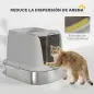Arenero para Gatos de Acero Inoxidable L con Tapa Abatible Pala Metálica Bolsa Desodorizante Fácil Limpiar Gris Claro Arenero para Gatos de Acero Inoxidable L con Tapa Abatible Pala Metálica Bolsa Desodorizante Fácil Limpiar Gris Claro