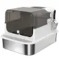 Arenero para Gatos de Acero Inoxidable XXL con Tapa Abatible Laterales Altos Entrada Superior Pala Blanco Arenero para Gatos de Acero Inoxidable XXL con Tapa Abatible Laterales Altos Entrada Superior Pala Blanco