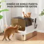 Arenero para Gatos de Acero Inoxidable XXL con Tapa Abatible Laterales Altos Entrada Superior Pala Blanco Arenero para Gatos de Acero Inoxidable XXL con Tapa Abatible Laterales Altos Entrada Superior Pala Blanco