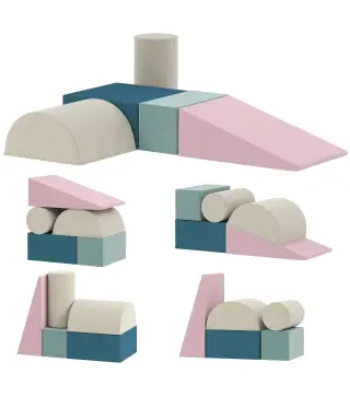 Juego de 5 Bloques de Espuma para Niños Bloques de Psicomotricidad Infantil con Base Antideslizante Funda Extraíble