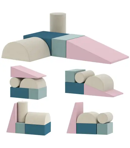 Juego de 5 Bloques de Espuma para Niños Bloques de Psicomotricidad Infantil con Base Antideslizante Funda Extraíble