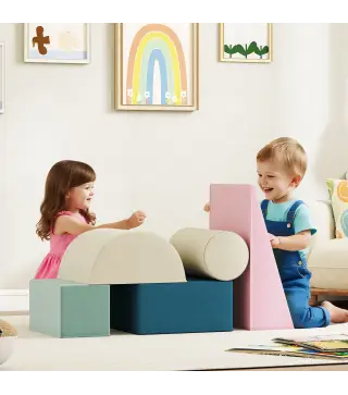 Juego de 5 Bloques de Espuma para Niños Bloques de Psicomotricidad Infantil con Base Antideslizante Funda Extraíble