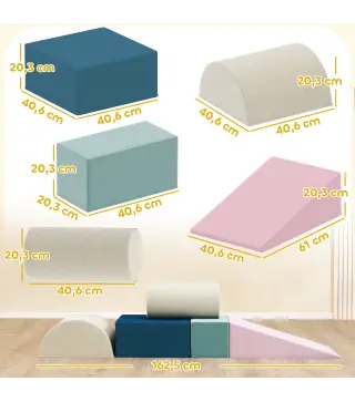 Juego de 5 Bloques de Espuma para Niños Bloques de Psicomotricidad Infantil con Base Antideslizante Funda Extraíble