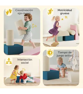 Juego de 5 Bloques de Espuma para Niños Bloques de Psicomotricidad Infantil con Base Antideslizante Funda Extraíble