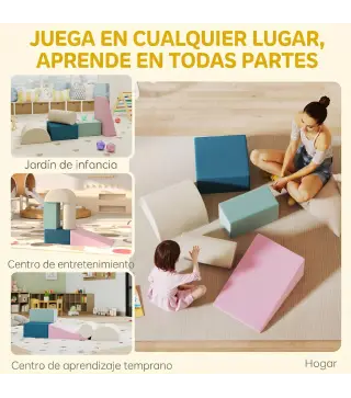 Juego de 5 Bloques de Espuma para Niños Bloques de Psicomotricidad Infantil con Base Antideslizante Funda Extraíble