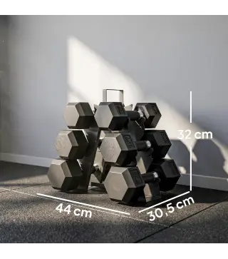 Juego de Mancuernas 2x4kg 2x6kg 2x8kg con Soporte Recubrimiento de Goma y Mango Antideslizante para Casa Gimnasio