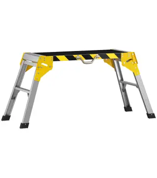 Banco de Trabajo Antideslizante Soporte de Herramientas Plegable de Aluminio con Asa 150 kg 110x32x50 cm Negro