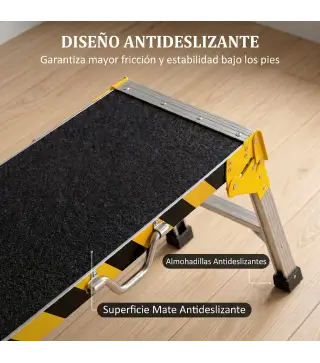 Banco de Trabajo Antideslizante Soporte de Herramientas Plegable de Aluminio con Asa 150 kg 110x32x50 cm Negro