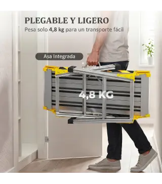 Banco de Trabajo Antideslizante Soporte de Herramientas Plegable de Aluminio con Asa 150 kg 110x32x50 cm Negro