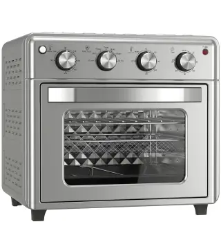 Horno Eléctrico de Sobremesa de 30L 1600W Freidora de Aire con 7 Modos de Calor y Temporizador 43x39x39 cm Plata