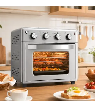 Horno Eléctrico de Sobremesa de 30L 1600W Freidora de Aire con 7 Modos de Calor y Temporizador 43x39x39 cm Plata