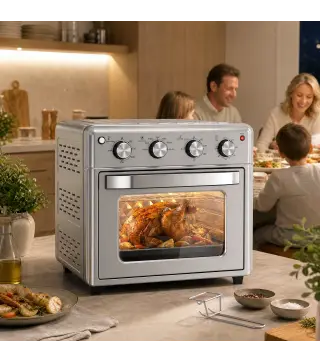 Horno Eléctrico de Sobremesa de 30L 1600W Freidora de Aire con 7 Modos de Calor y Temporizador 43x39x39 cm Plata