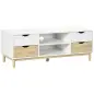 Mueble TV de Salón Mesa para Televisores de hasta 55" con Estantes y 4 Cajones 120x40x44,5 cm Blanco y Roble Mueble TV de Salón Mesa para Televisores de hasta 55" con Estantes y 4 Cajones 120x40x44,5 cm Blanco y Roble
