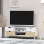 Mueble TV de Salón Mesa para Televisores de hasta 55" con Estantes y 4 Cajones 120x40x44,5 cm Blanco y Roble Mueble TV de Salón Mesa para Televisores de hasta 55" con Estantes y 4 Cajones 120x40x44,5 cm Blanco y Roble