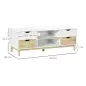 Mueble TV de Salón Mesa para Televisores de hasta 55" con Estantes y 4 Cajones 120x40x44,5 cm Blanco y Roble Mueble TV de Salón Mesa para Televisores de hasta 55" con Estantes y 4 Cajones 120x40x44,5 cm Blanco y Roble