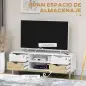 Mueble TV de Salón Mesa para Televisores de hasta 55" con Estantes y 4 Cajones 120x40x44,5 cm Blanco y Roble Mueble TV de Salón Mesa para Televisores de hasta 55" con Estantes y 4 Cajones 120x40x44,5 cm Blanco y Roble