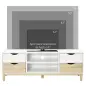 Mueble TV de Salón Mesa para Televisores de hasta 55" con Estantes y 4 Cajones 120x40x44,5 cm Blanco y Roble Mueble TV de Salón Mesa para Televisores de hasta 55" con Estantes y 4 Cajones 120x40x44,5 cm Blanco y Roble