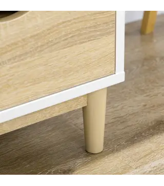 Mueble TV de Salón Mesa para Televisores de hasta 55" con Estantes y 4 Cajones 120x40x44,5 cm Blanco y Roble