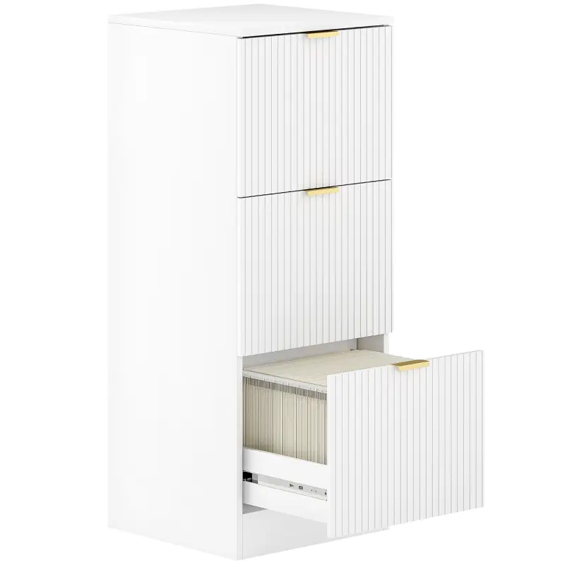 Cajonera de Escritorio con 3 Cajones Frentes Acanalados Mueble Archivador para Tamaño A4 o Carta 40x40x101 cm Blanco Cajonera de Escritorio con 3 Cajones Frentes Acanalados Mueble Archivador para Tamaño A4 o Carta 40x40x101 cm Blanco